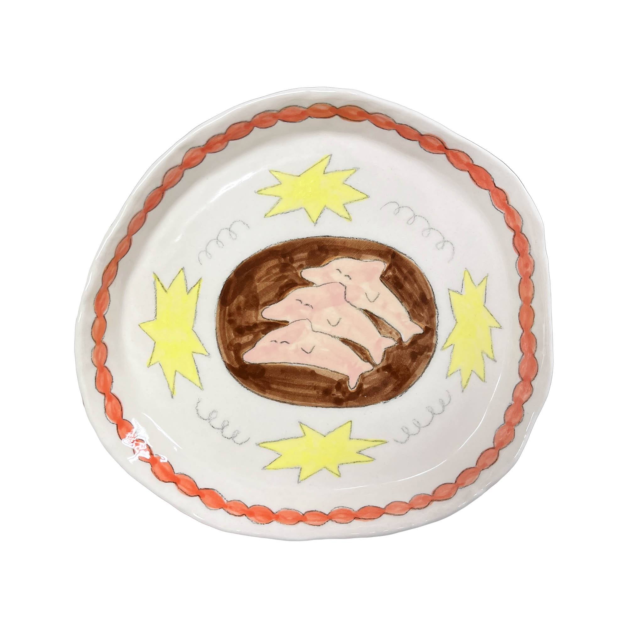 세쌍둥이 돌고래와 빙글빙글 별님 접시 - steadinary 스테디너리 - CAVA LIFE