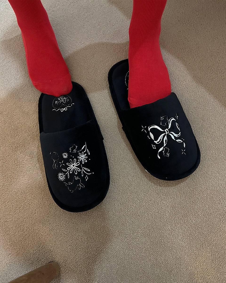 큐티 버니 룸슈즈 블랙 - POUPPET - CAVA LIFE