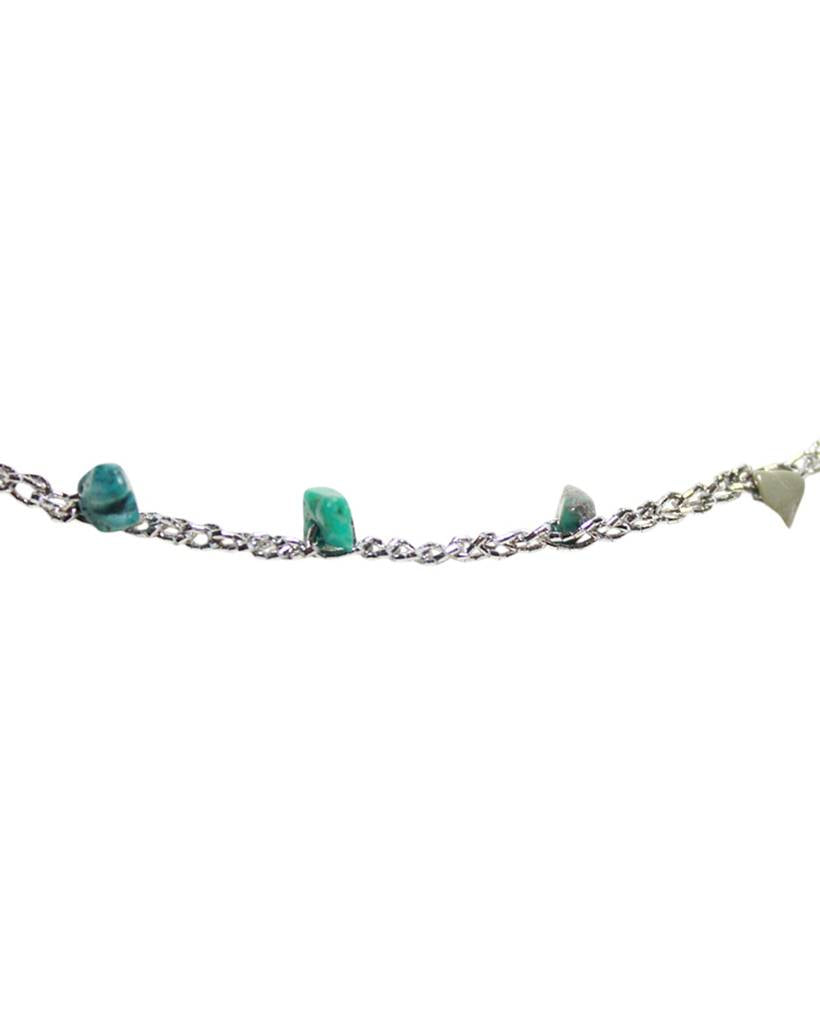 turquoise chips metallic crochet necklace
