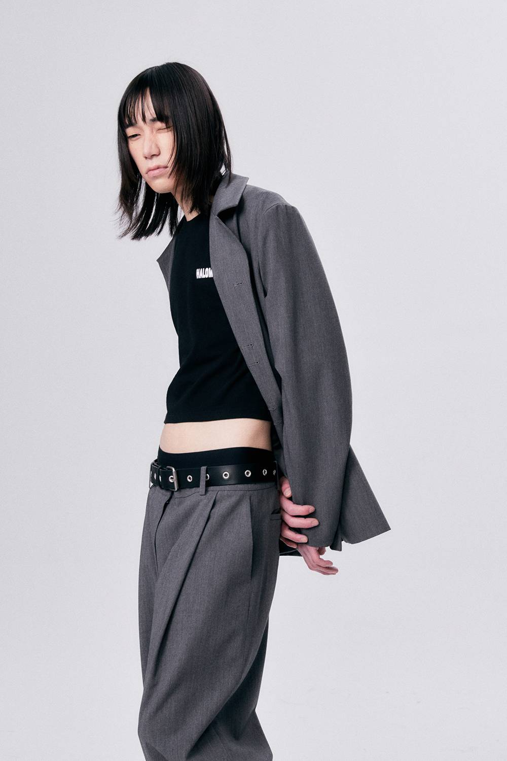 UNBALANCE COLLAR JACKET / GRAY - HALOMINIUM  할로미늄 - CAVA LIFE