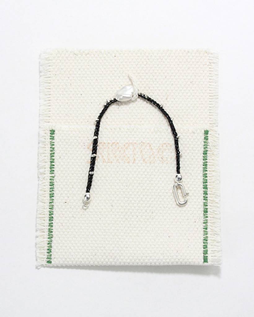 pearl and silver chips metallic crochet bracelet (bold)