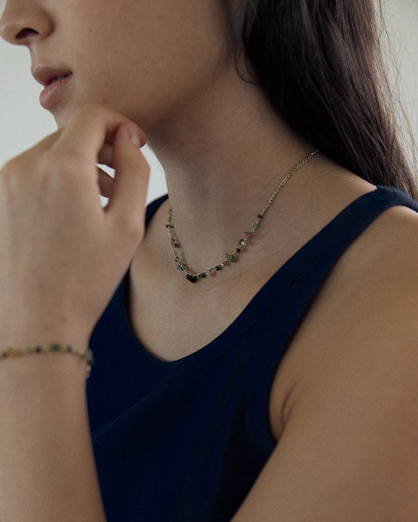 multi-chips Ⅱ metallic crochet necklace