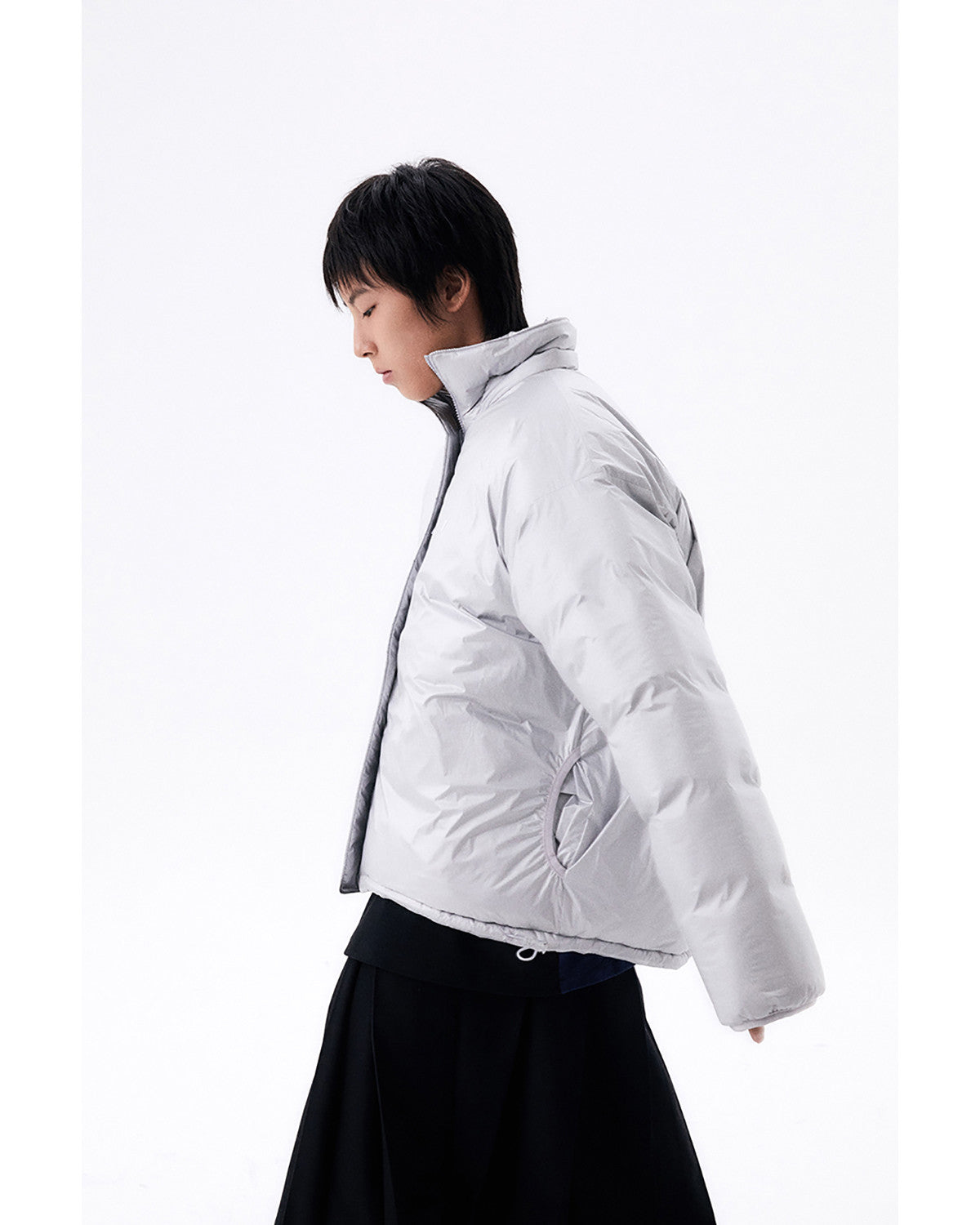 FOIL REVERSIBLE PADDING JACKET / SILVER