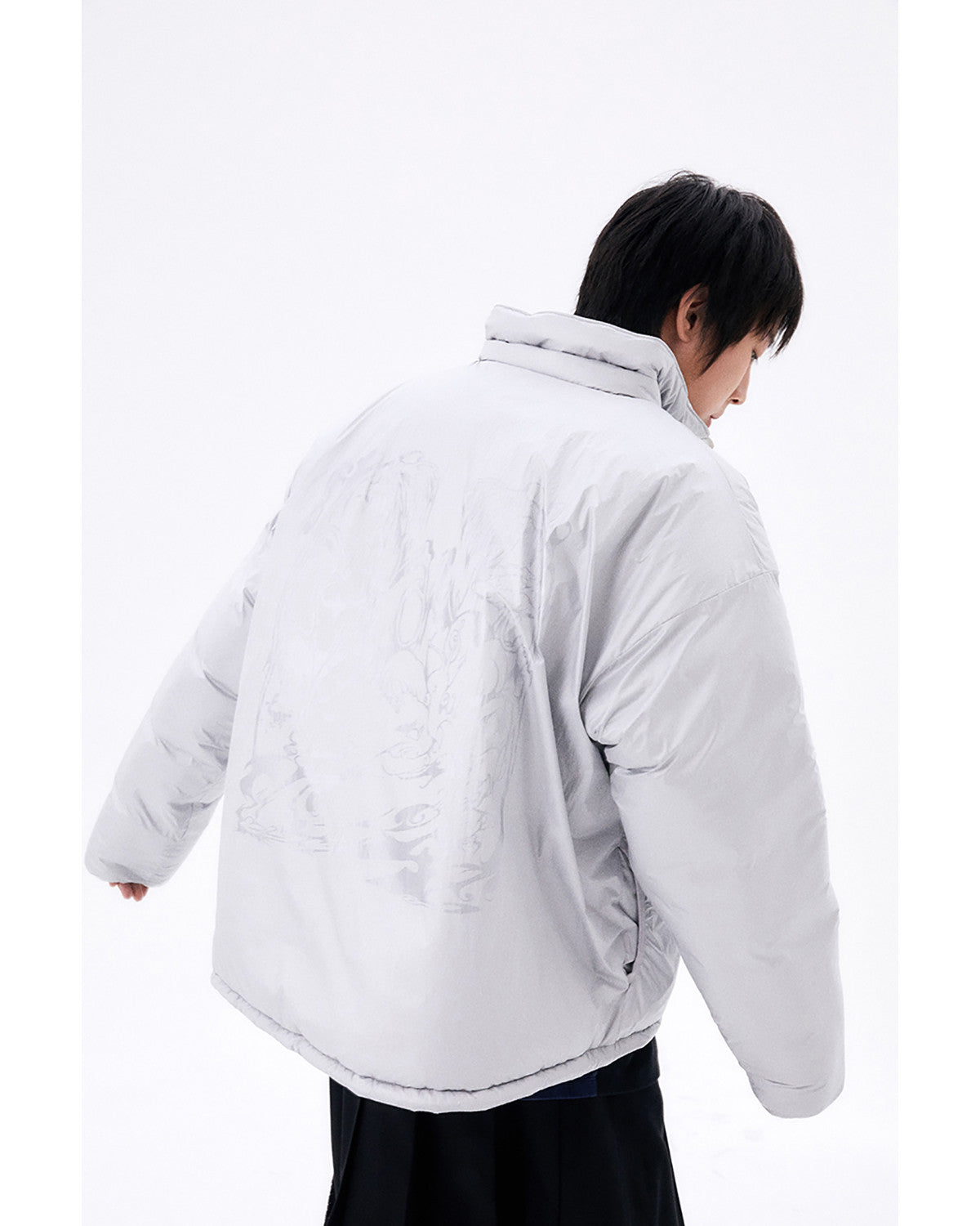 FOIL REVERSIBLE PADDING JACKET / SILVER