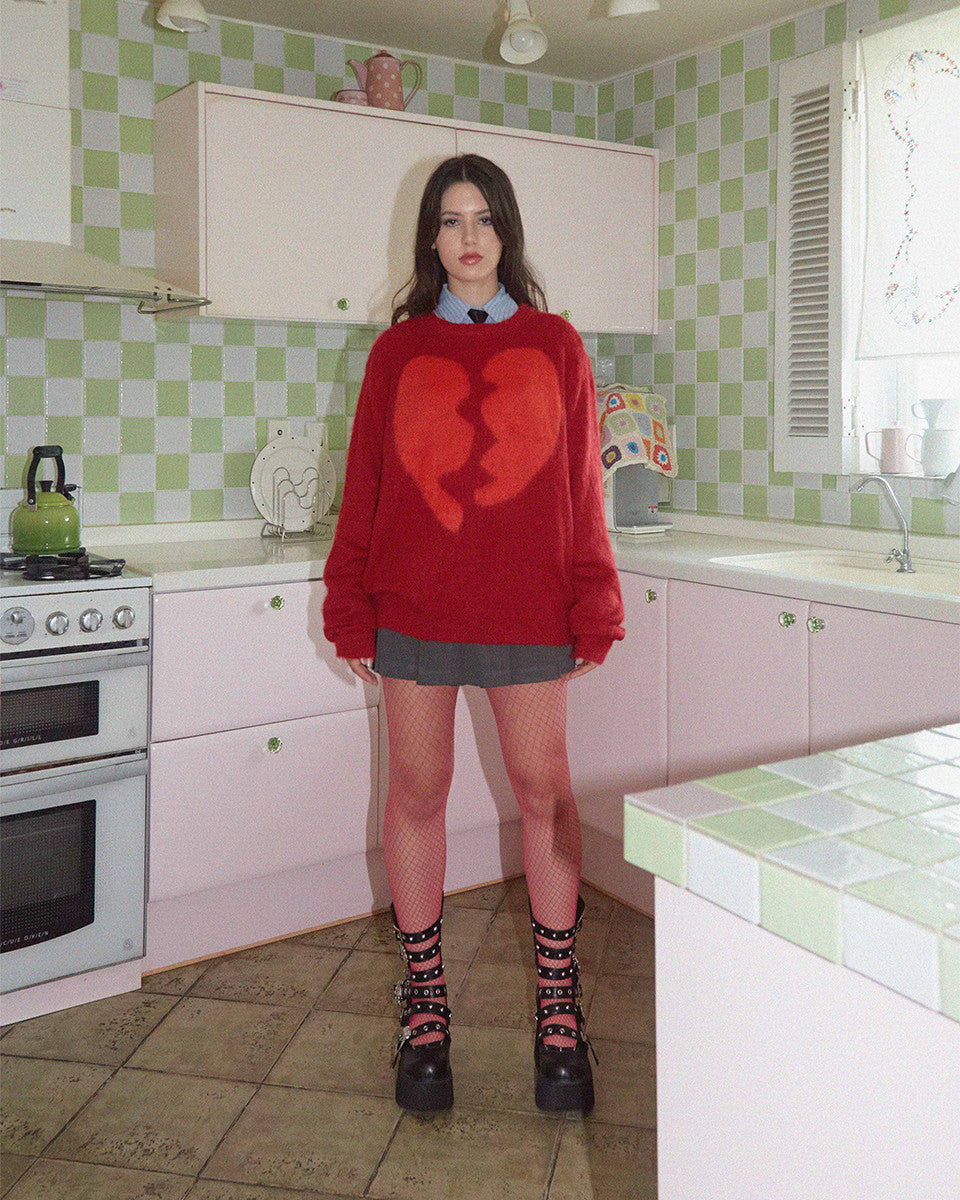 Broken Heart Knit BURGUNDY - KATER 카터 - CAVA LIFE