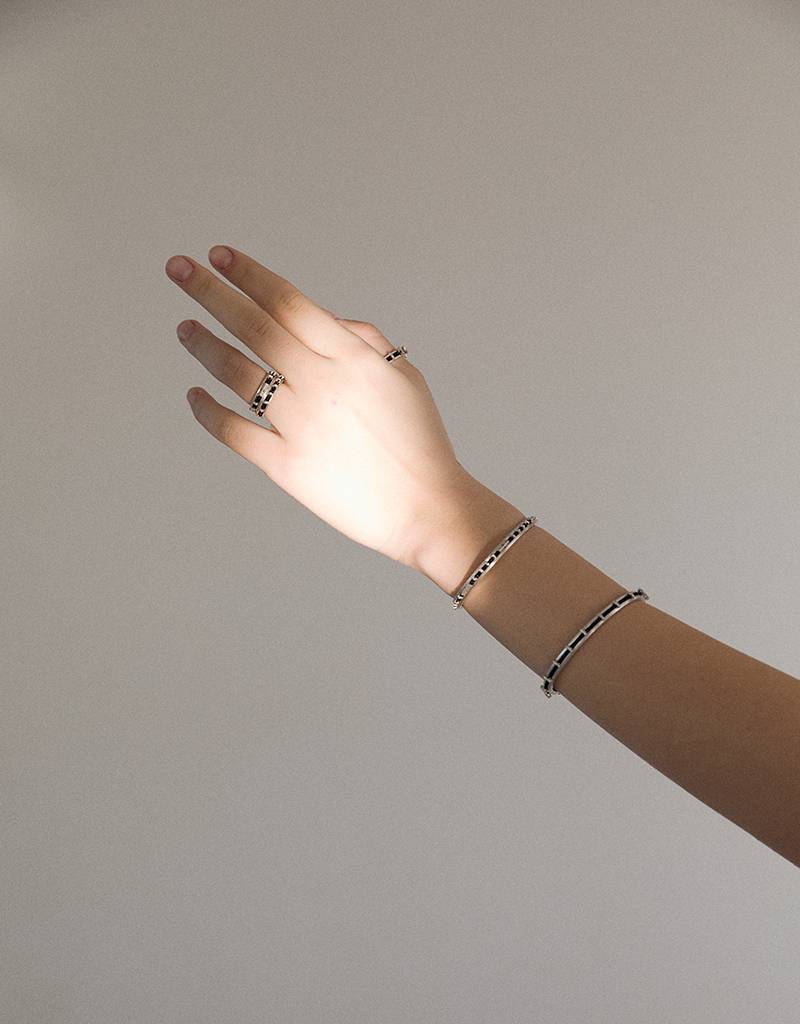 silver fever crochet bangle