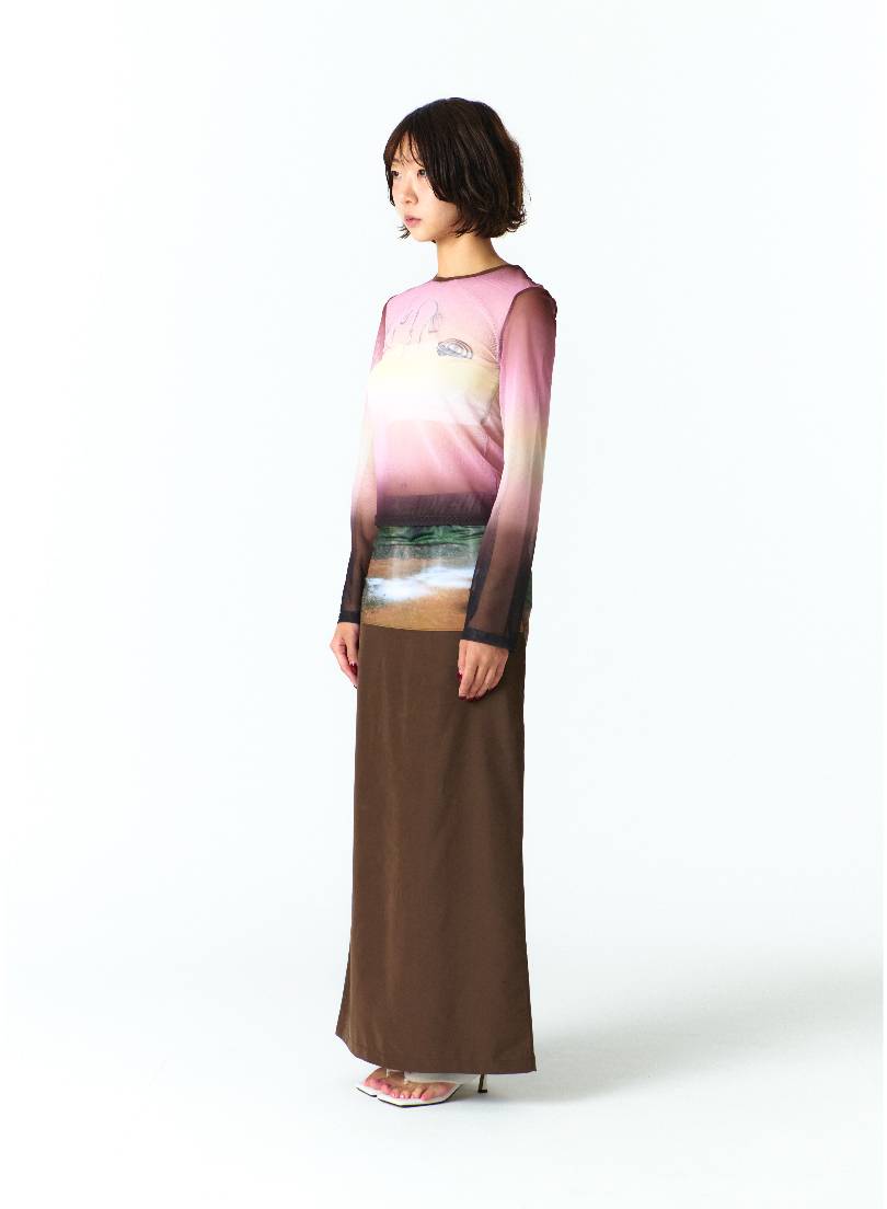 MEDITATIVE IMAGE MAXI SKIRT (BROWN)