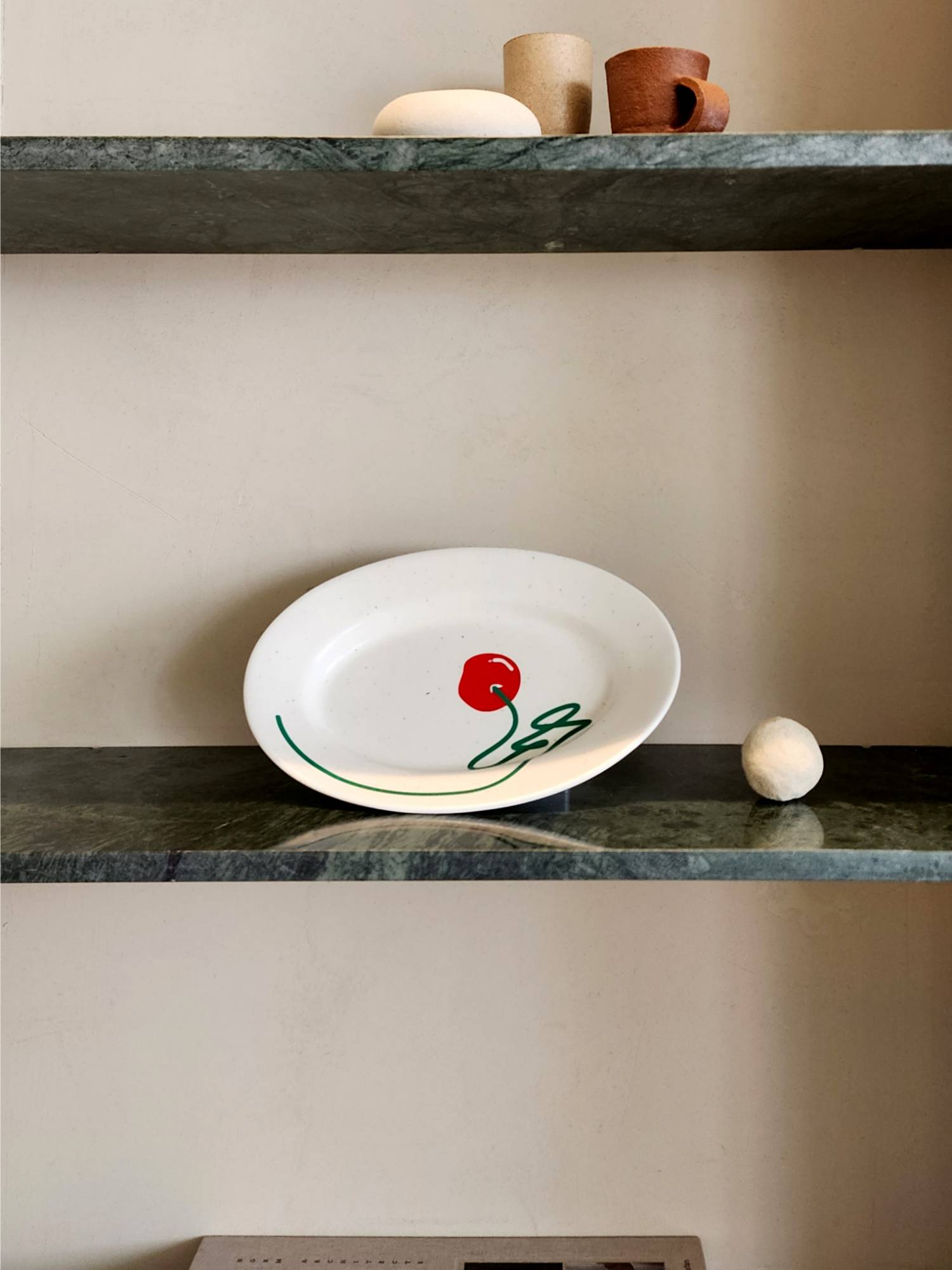 사과 라인 한식 접시 26cm