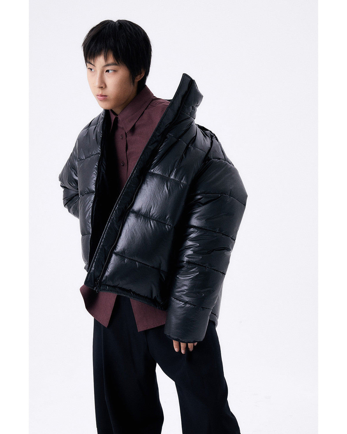 フォイルリバーシブルパディングジャケット/ブラック