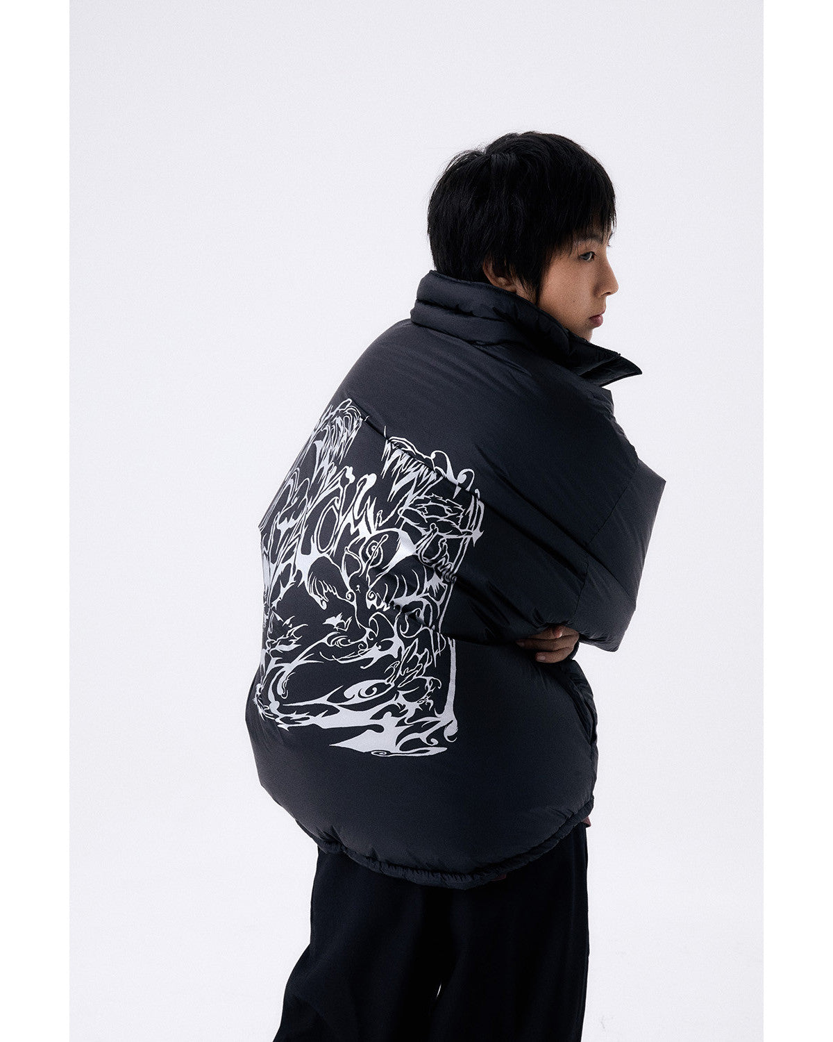 フォイルリバーシブルパディングジャケット/ブラック