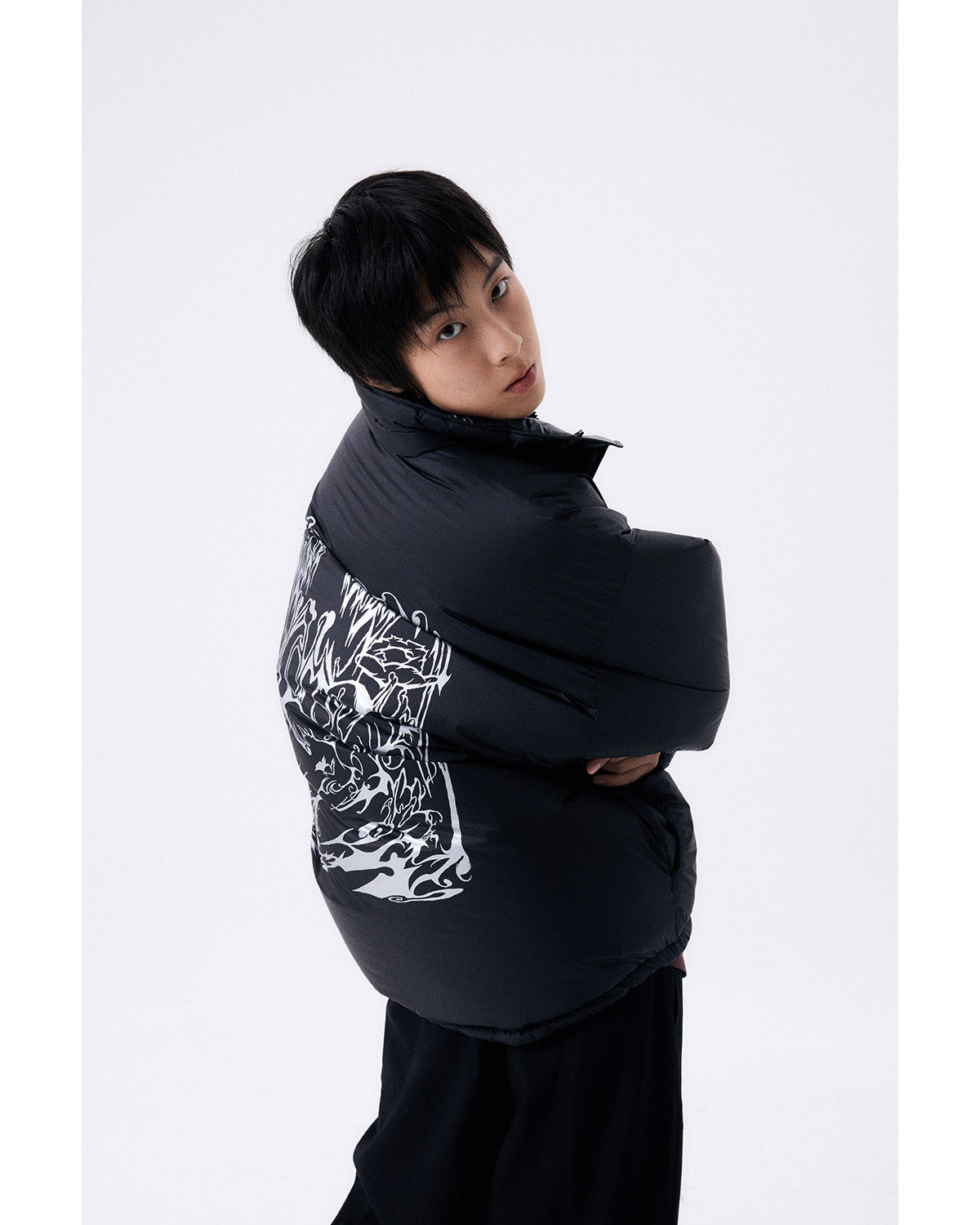 フォイルリバーシブルパディングジャケット/ブラック