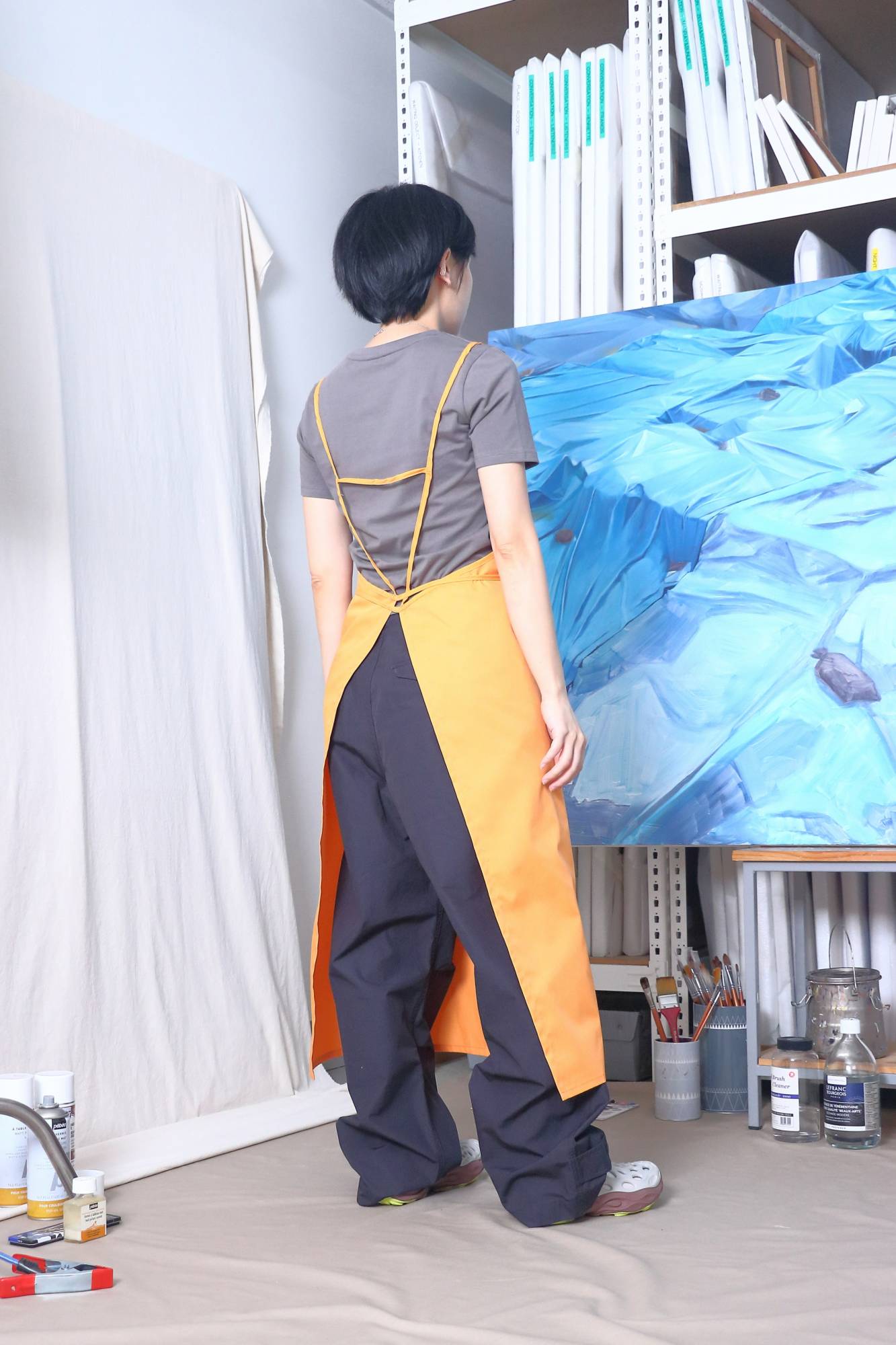 Basic Apron H in Tangerine