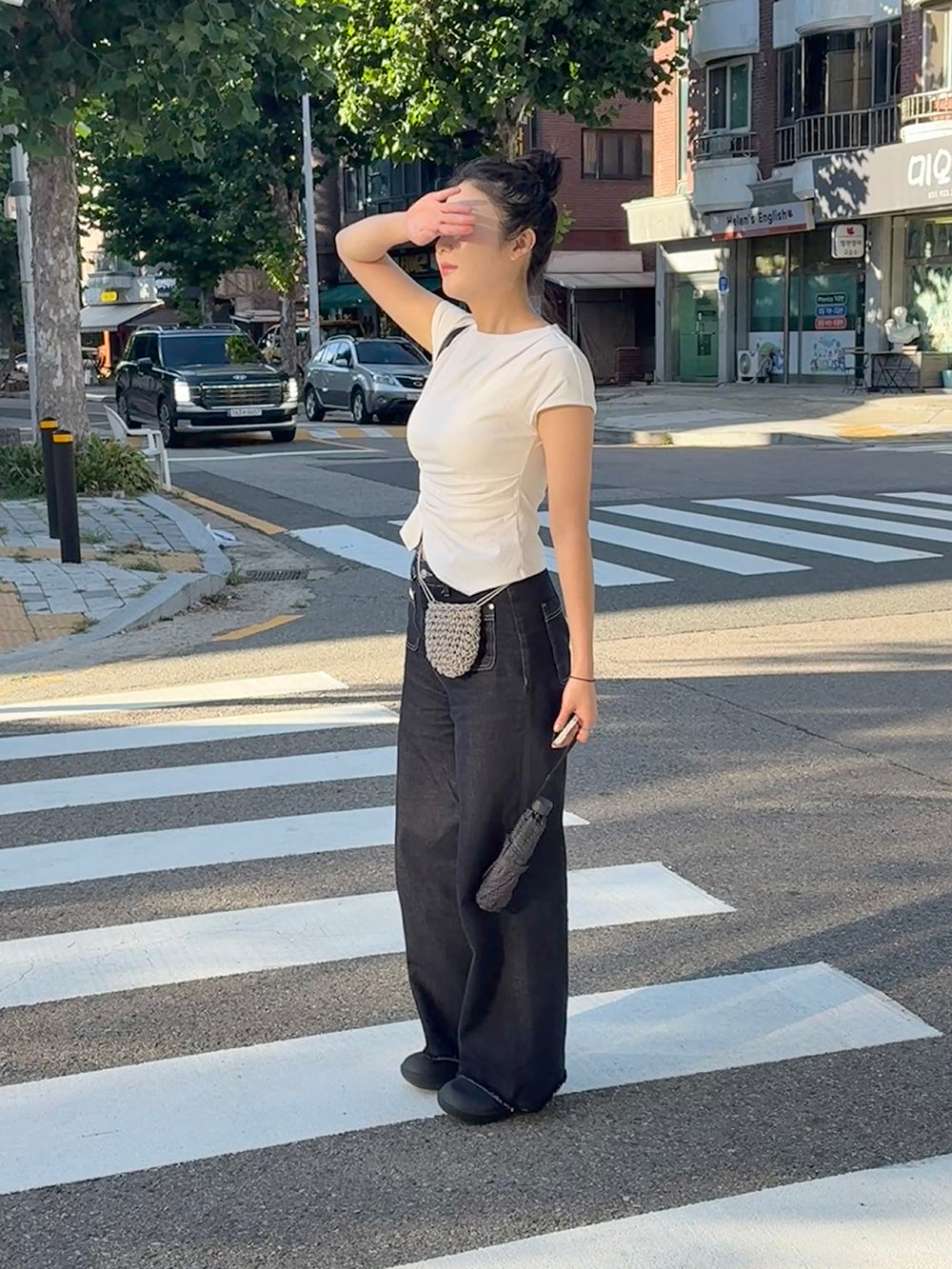 미니 바스켓 크로스 백 - Light Grey