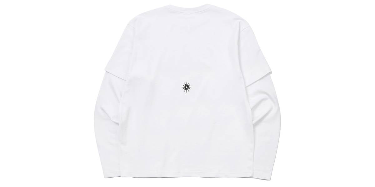 STAR PRINTED LAYERED TEE(WHITE/WHITE) - WESKEN - CAVA LIFE