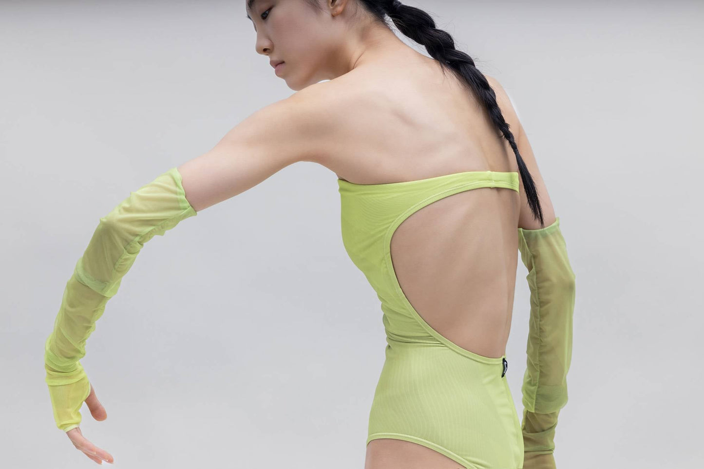MESH BACKLESS TUBE TOP BODYSUIT [LIME]
