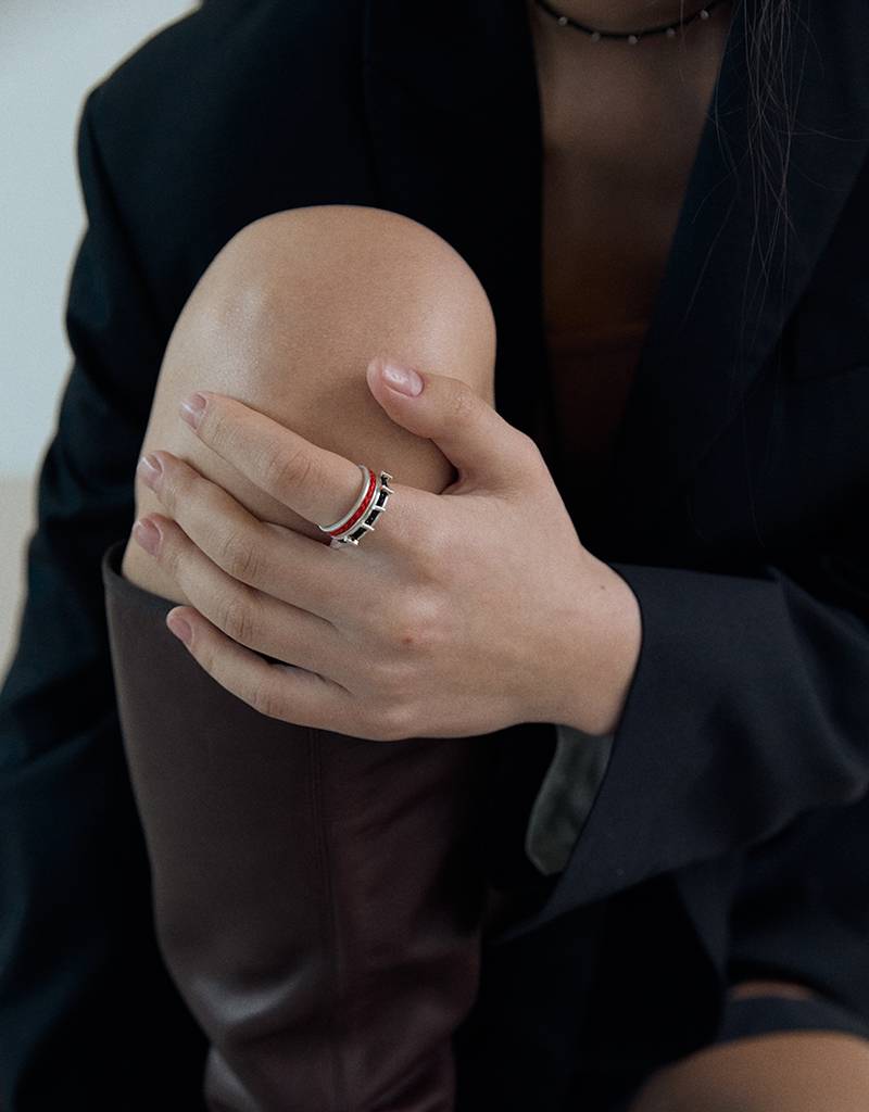 silver sticks crochet ring