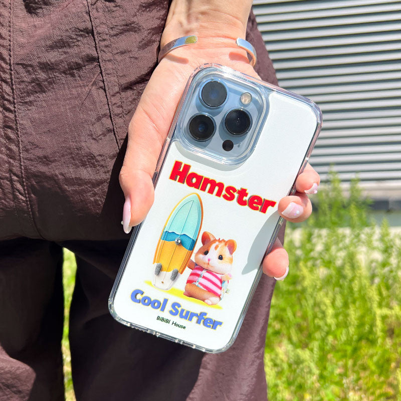 Cool Surfer Hamster (White) Phone Case - BiBiBl 비비블 - CAVA LIFE