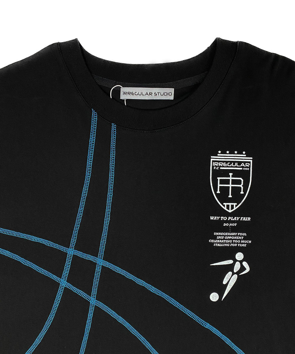 FAIR PLAY FOOTBALL T-SHIRTS (BLACK/BLUE) - IRREGULAR STUDIO 이레귤러 - CAVA LIFE
