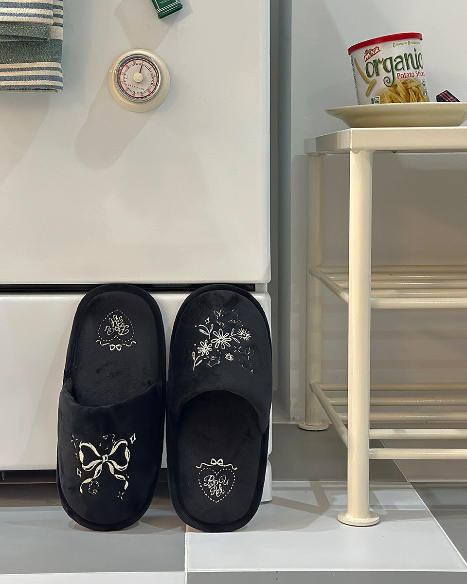 큐티 버니 룸슈즈 블랙 - POUPPET - CAVA LIFE