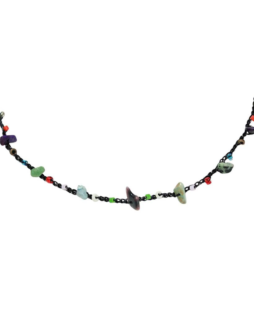 multi-chips metallic crochet necklace