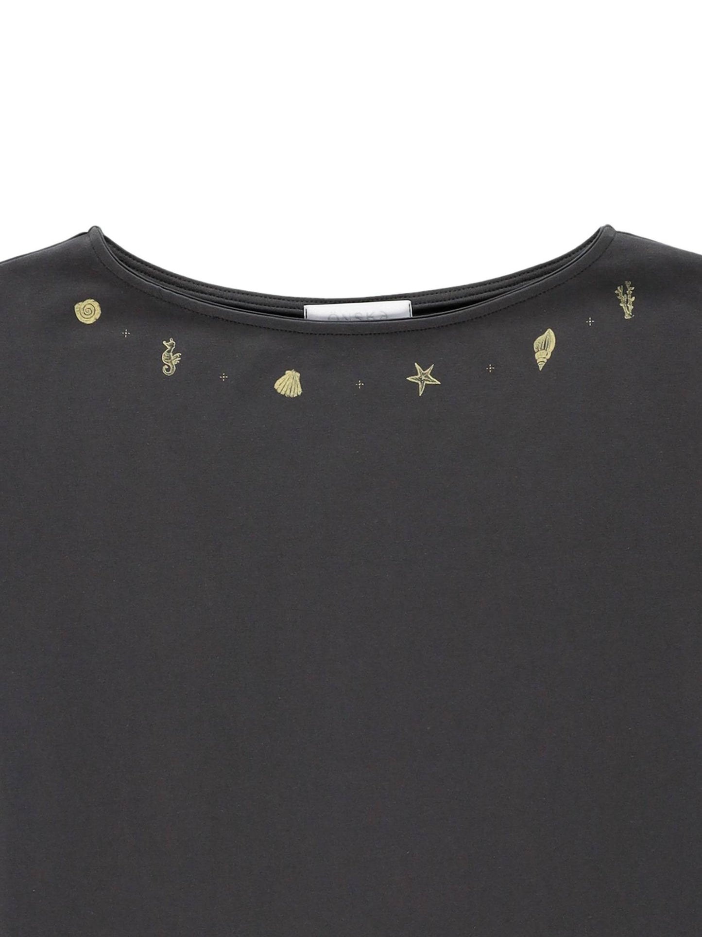 SHELL CAP SLEEVE T (CHARCOAL)