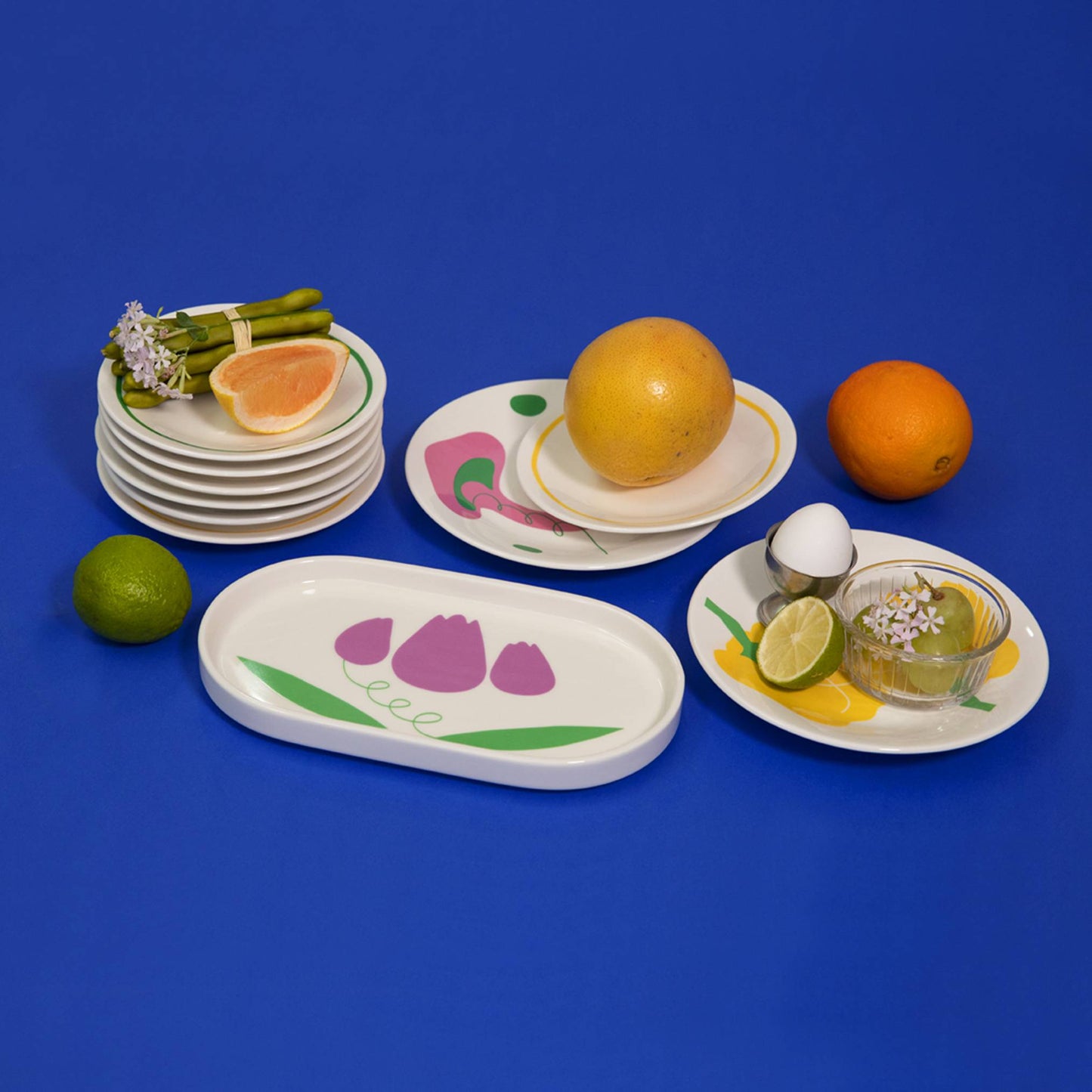 パープルフラワーオーバルプレート