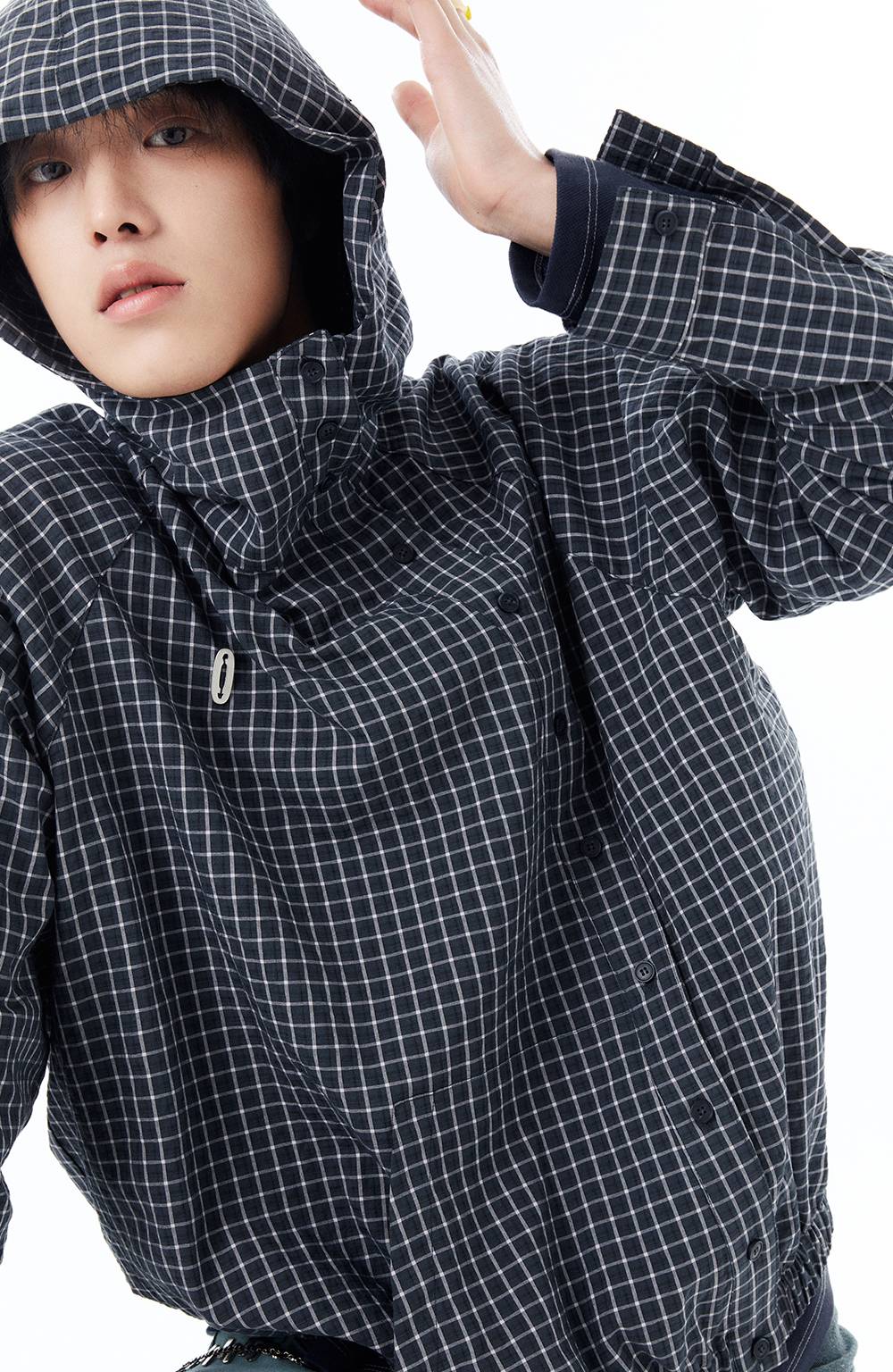 V NECK PIQUE RAGLAN TEE / NAVY