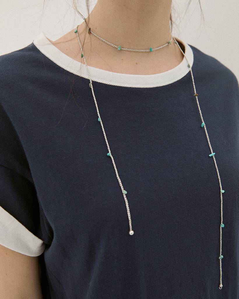 turquoise chips metallic crochet bodychain