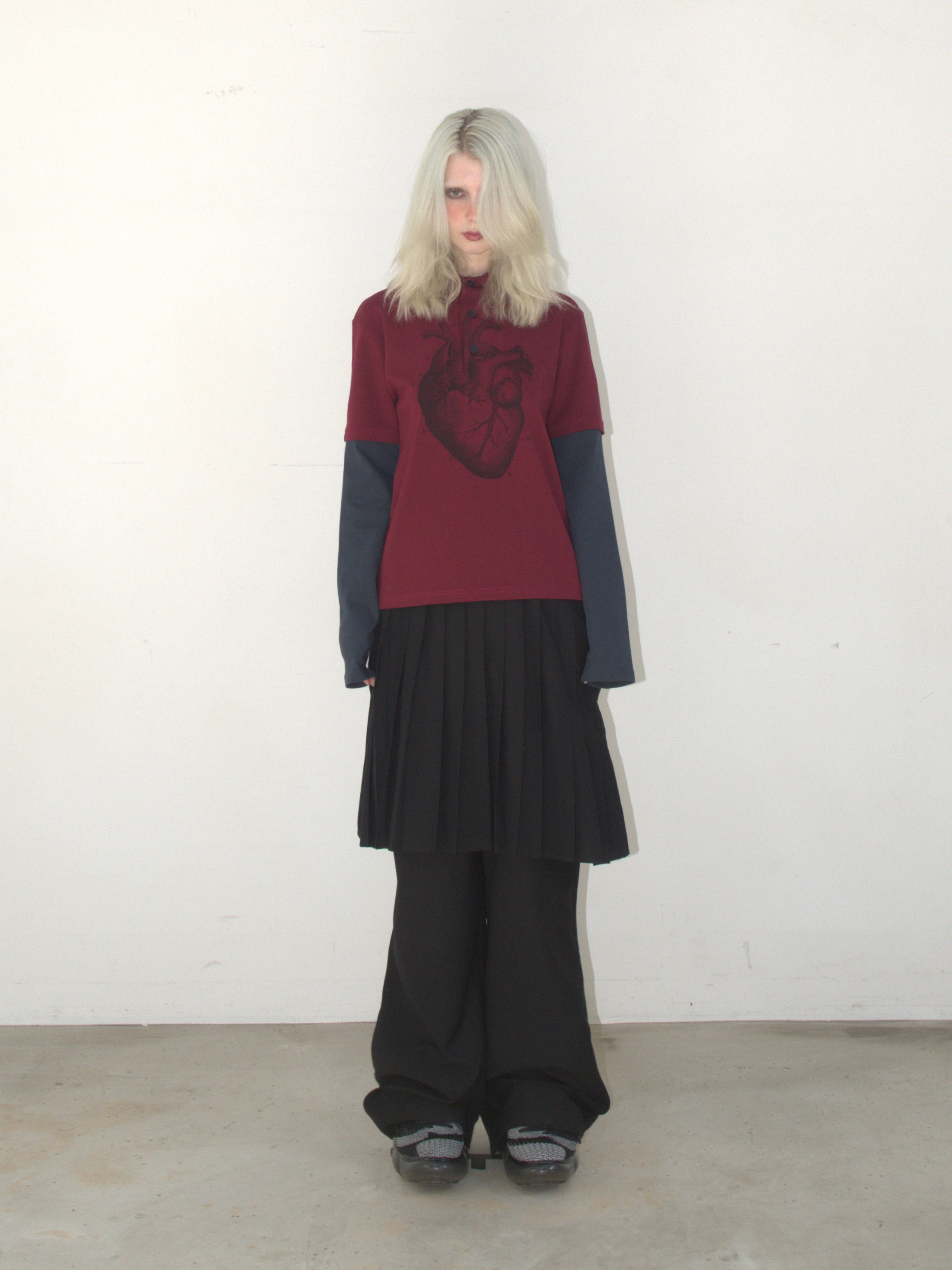 Heart PK layered long sleeve BURGUNDY - KATER 카터 - CAVA LIFE