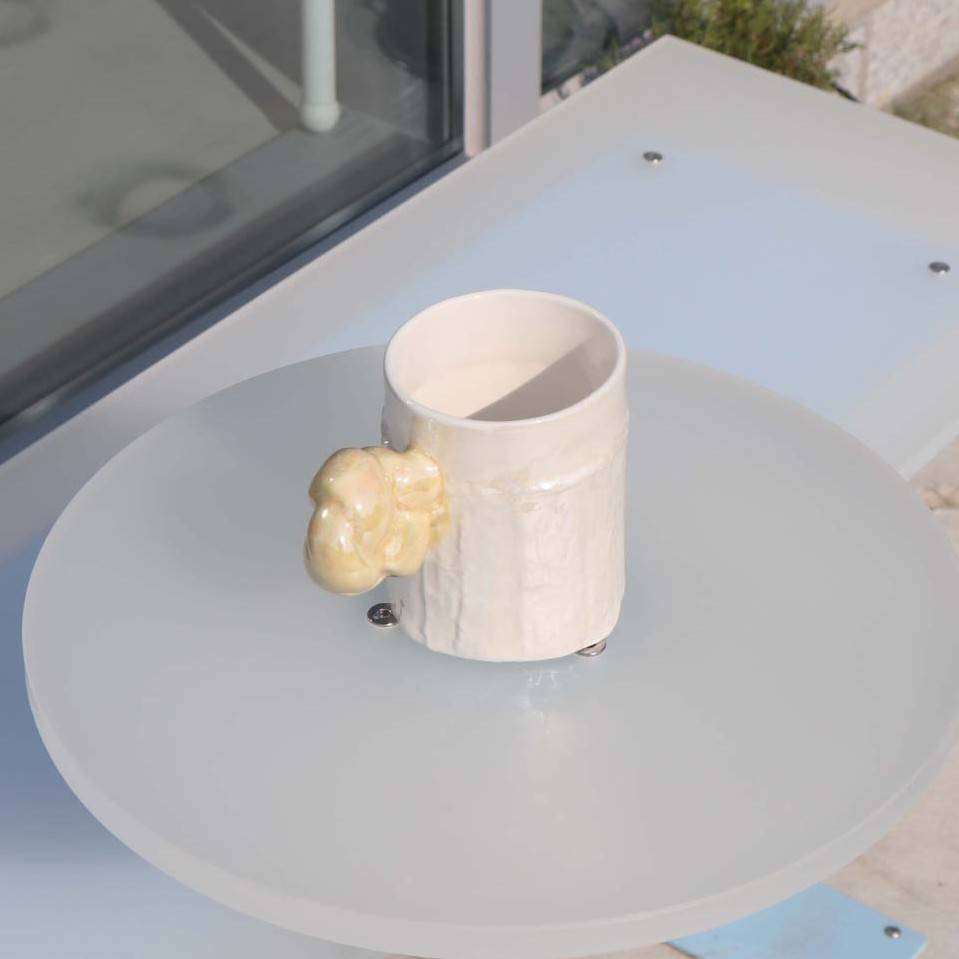 rope tweed mug yellow