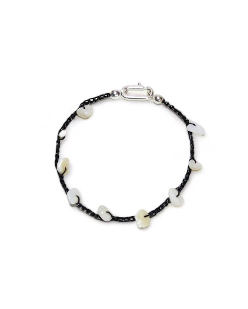 mother of pearl metallic crochet bracelet