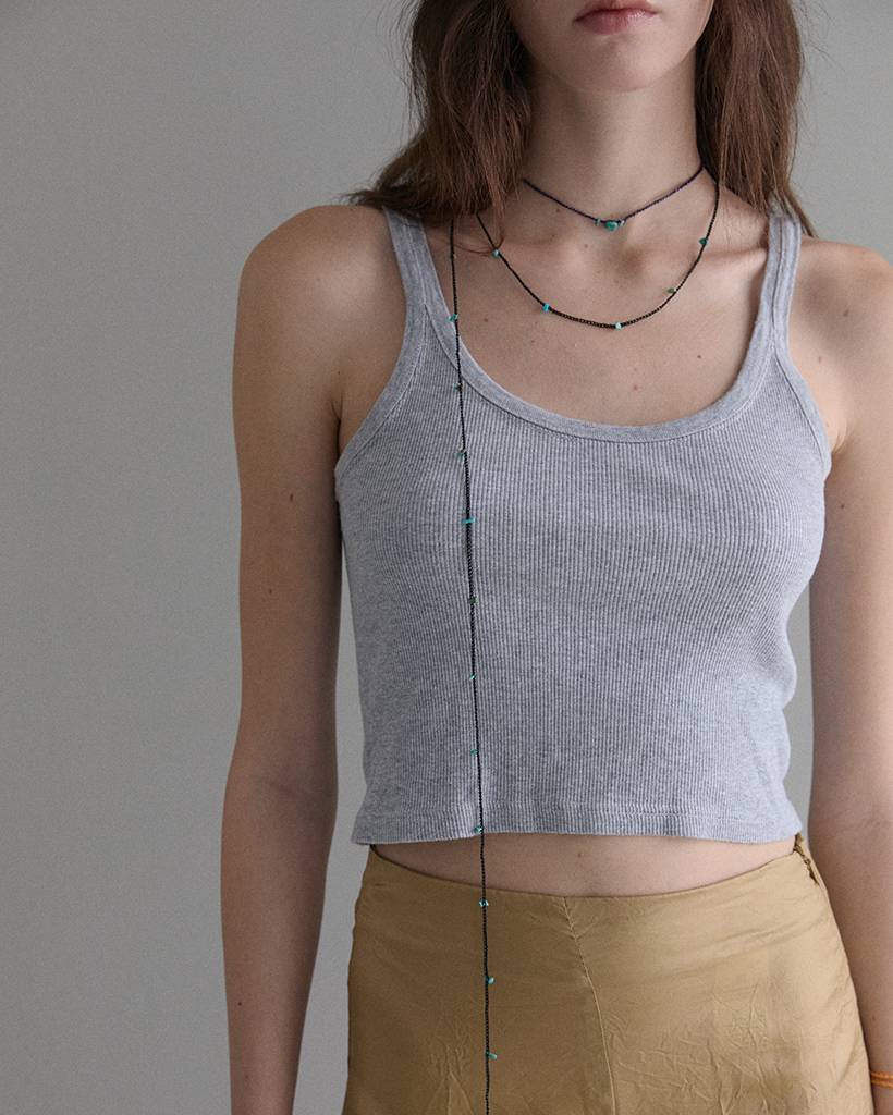 turquoise chips metallic crochet bodychain