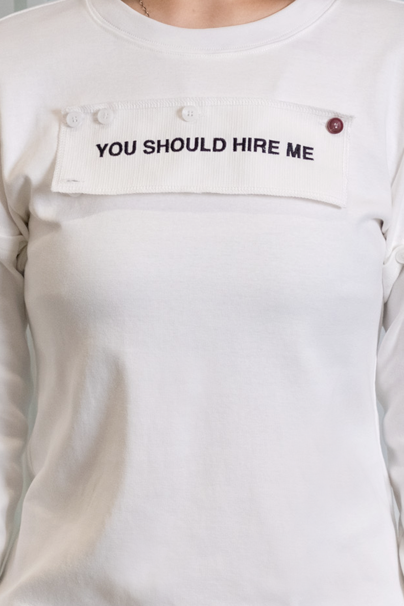 "HIRE ME" CONVERTIBLE  LONG SLEEVE (WHITE)