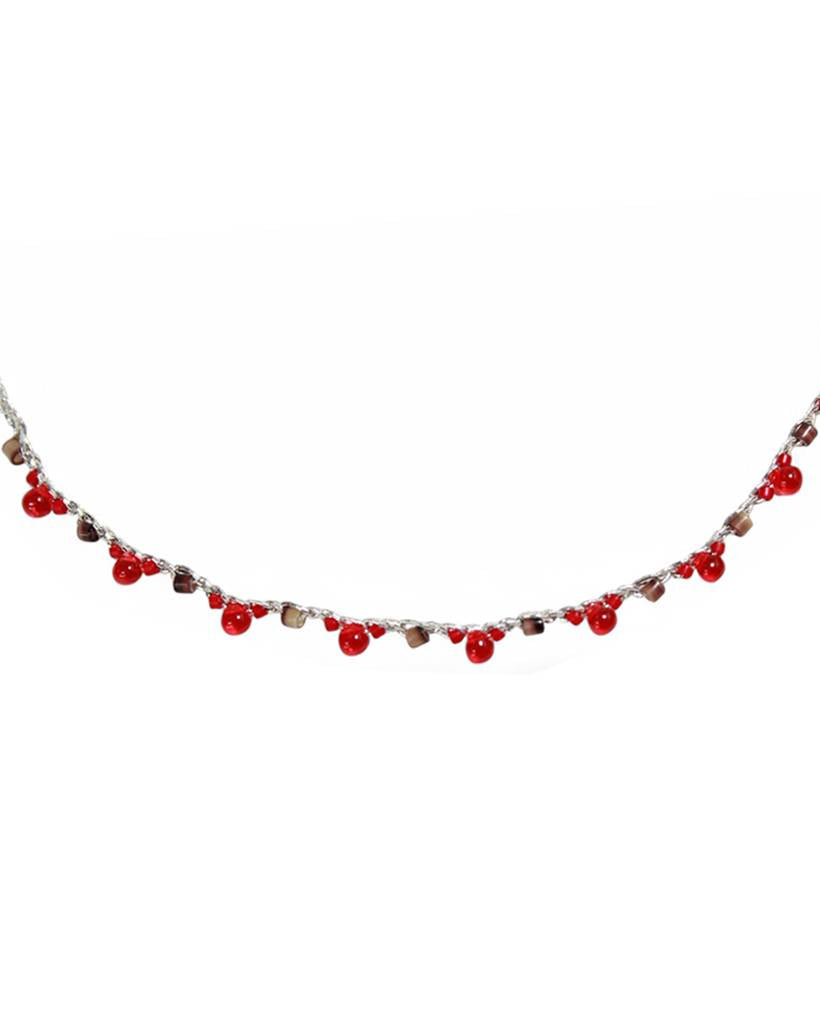 blush blush dew metallic crochet necklace