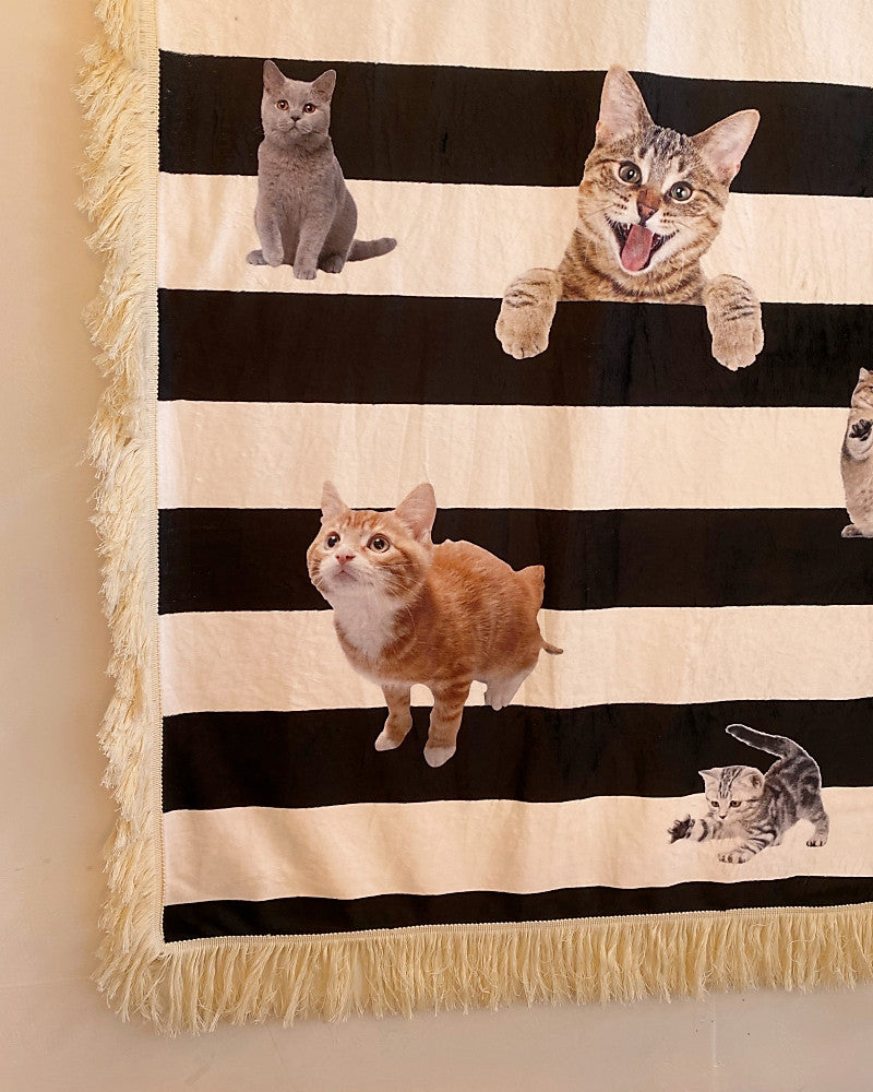 러브캣 스트라이프 블랭킷 - you like what 유라이크왓 - CAVA LIFE