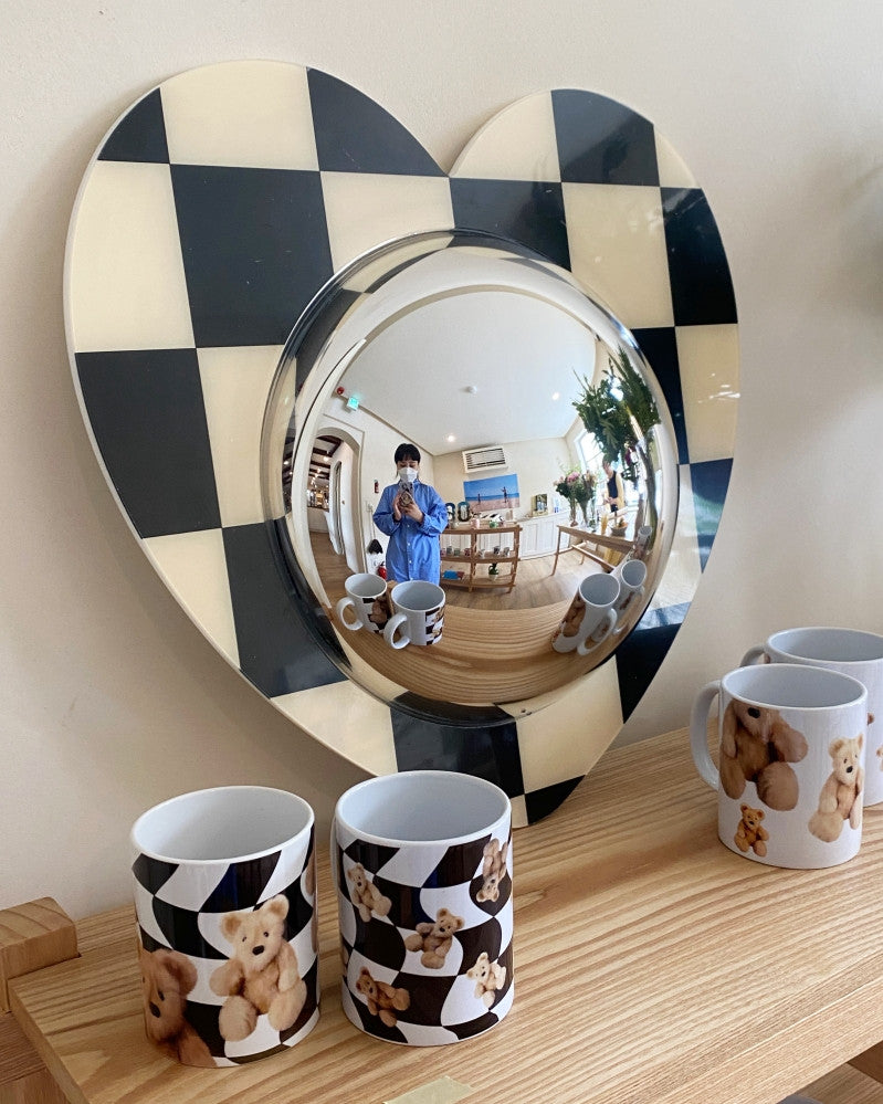 하트 아크릴 볼록거울 (체커보드) - you like what 유라이크왓 - CAVA LIFE