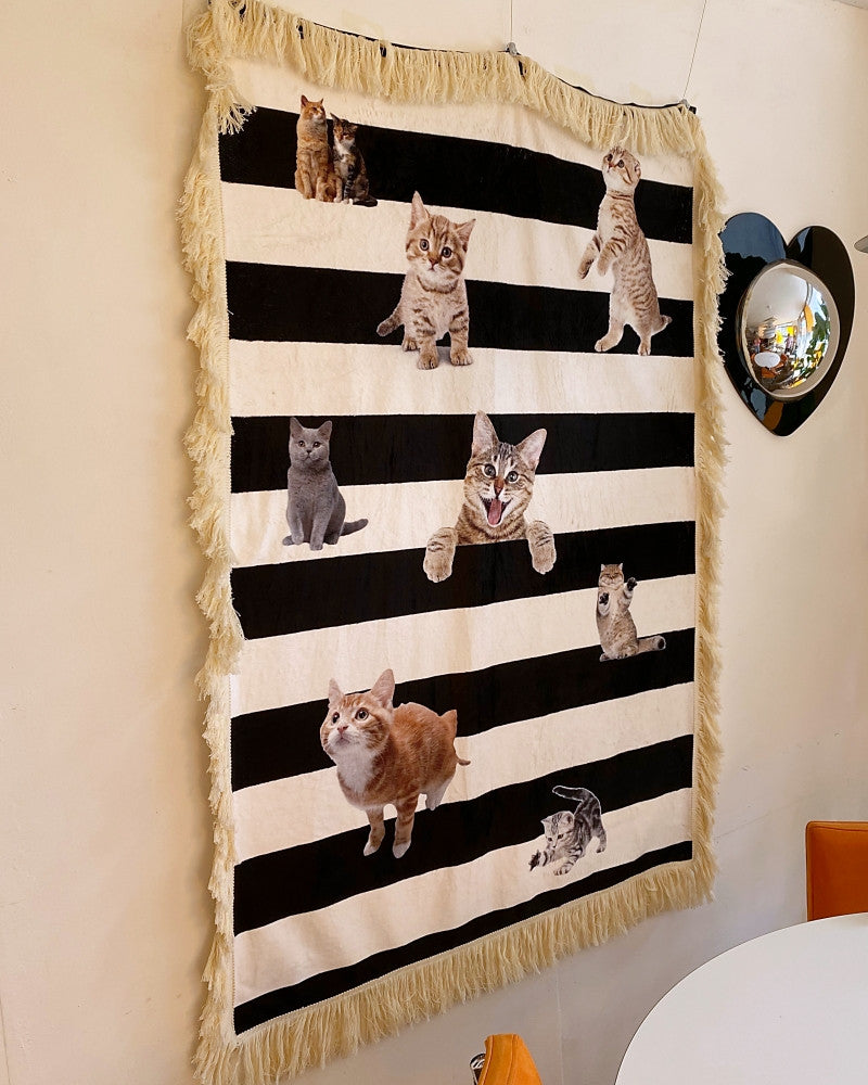 러브캣 스트라이프 블랭킷 - you like what 유라이크왓 - CAVA LIFE