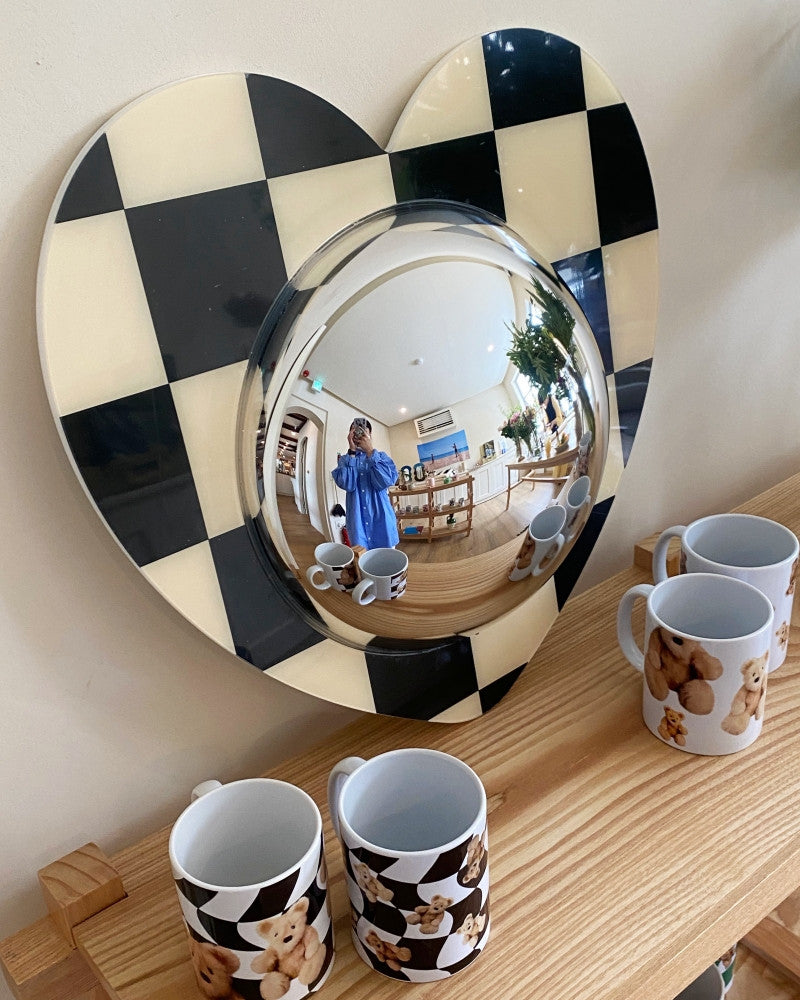 하트 아크릴 볼록거울 (체커보드) - you like what 유라이크왓 - CAVA LIFE