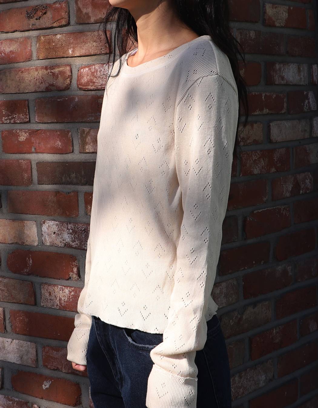 Punching Knit (CREAM) WOMENS