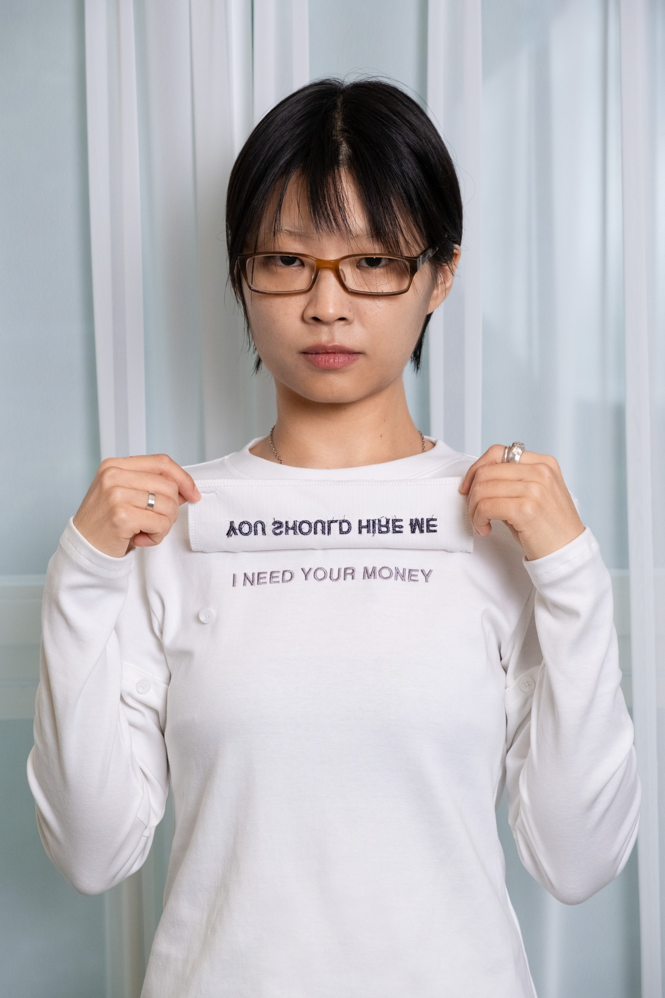 "HIRE ME" CONVERTIBLE  LONG SLEEVE (WHITE)