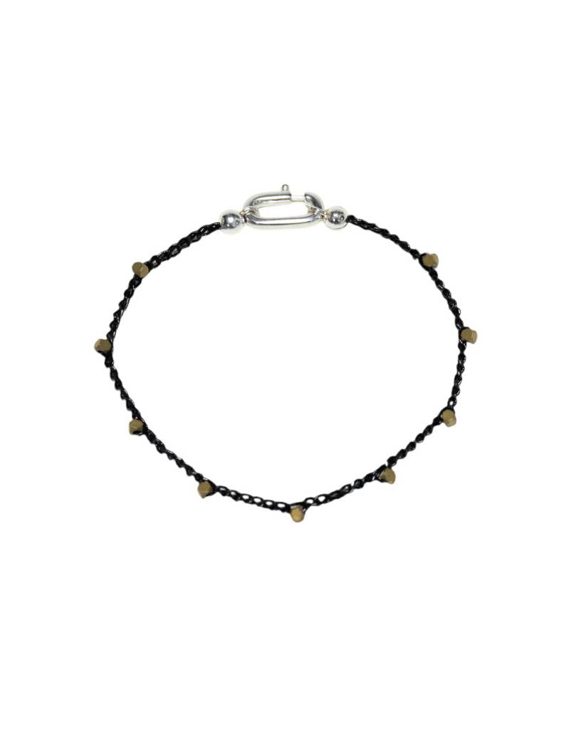 steel stone metallic crochet bracelet