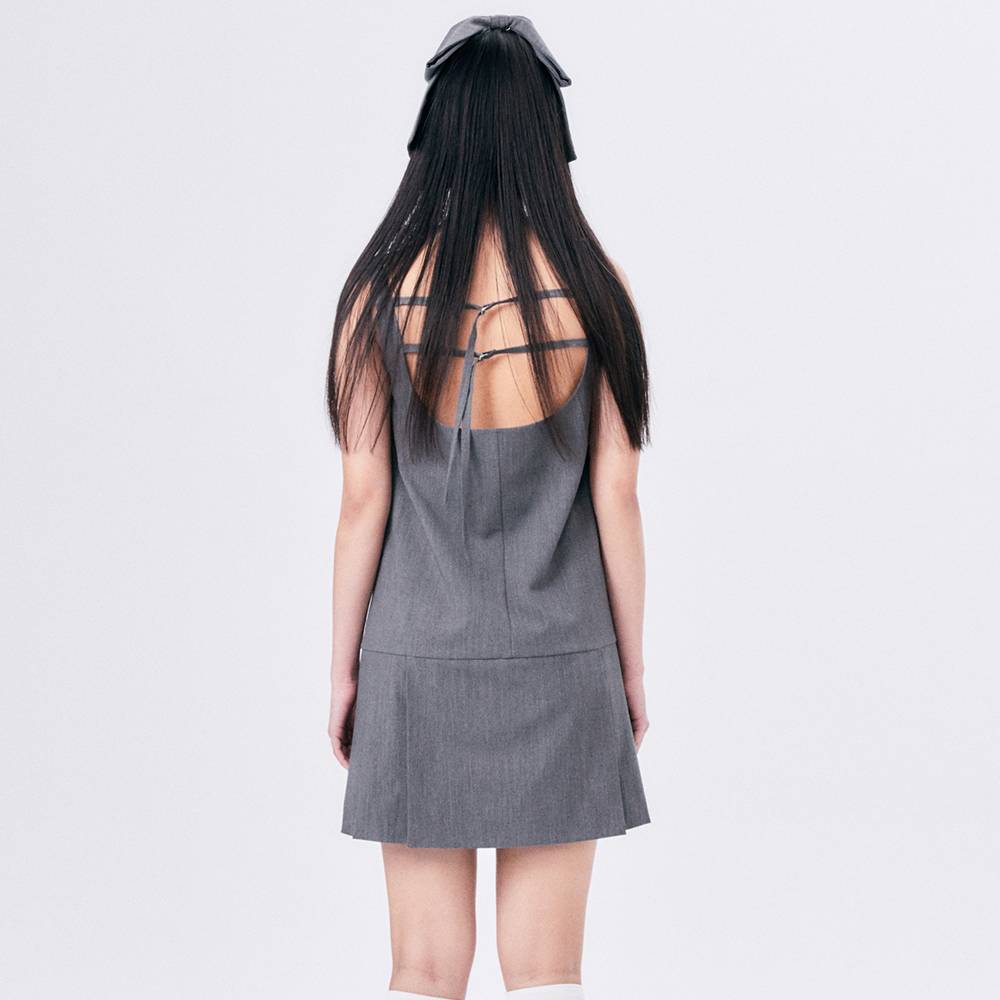 MINI SCHOOL DRESS / GRAY - HALOMINIUM  할로미늄 - CAVA LIFE