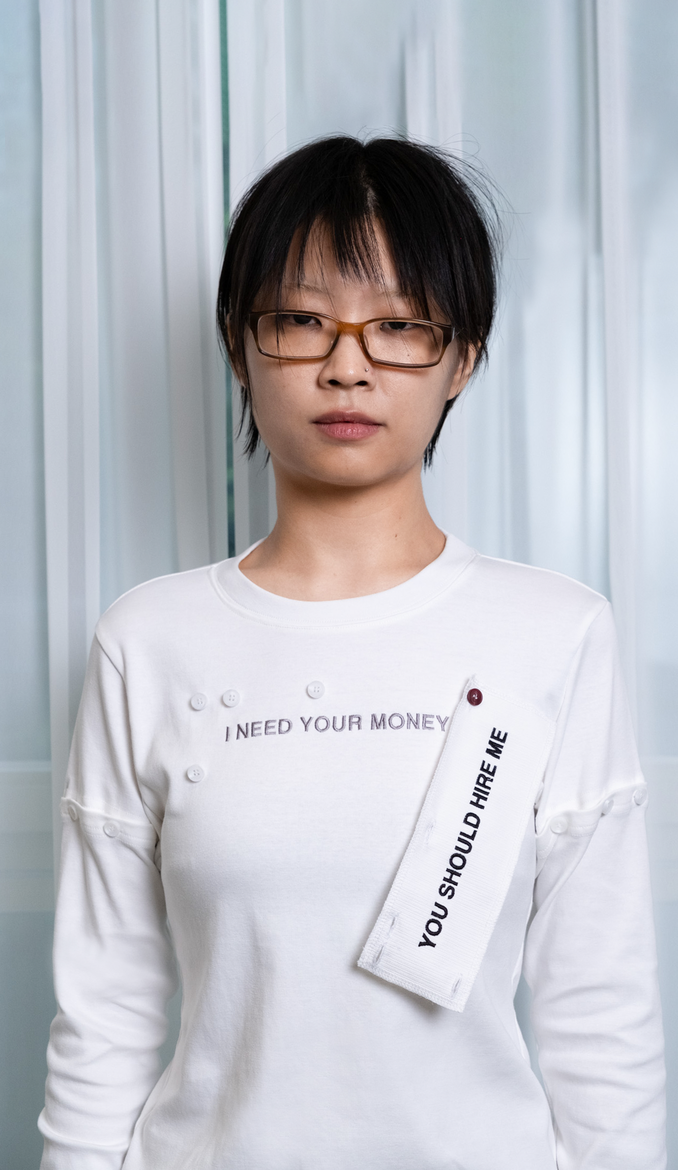 "HIRE ME" CONVERTIBLE  LONG SLEEVE (WHITE)