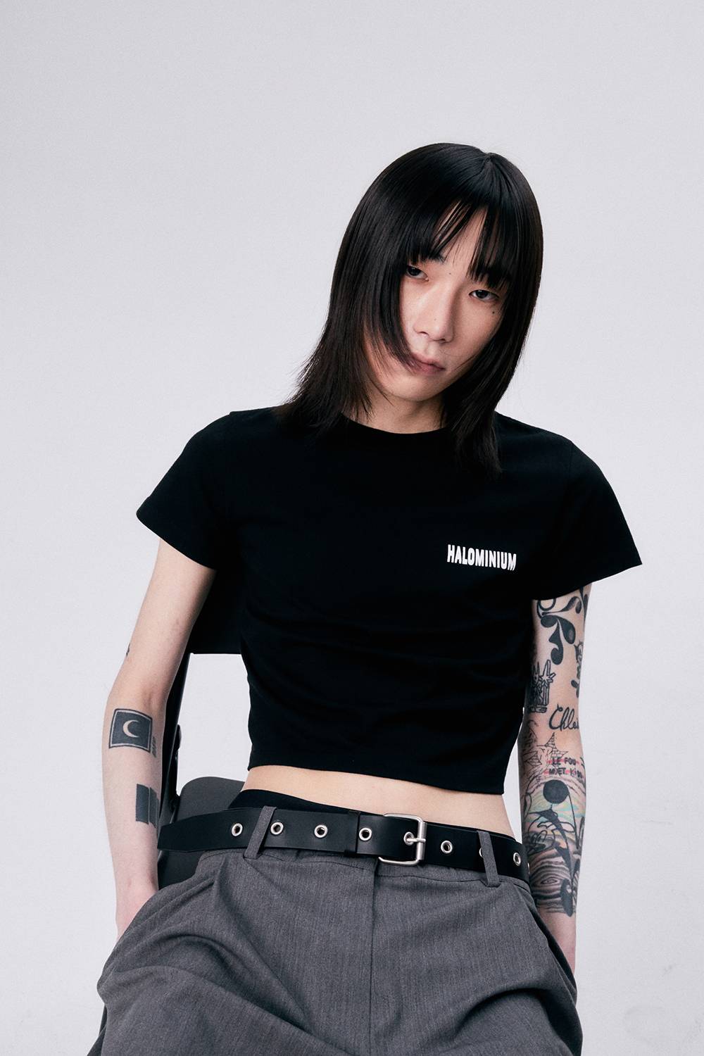 EYELET LEATHER BELT / BLACK - HALOMINIUM  할로미늄 - CAVA LIFE