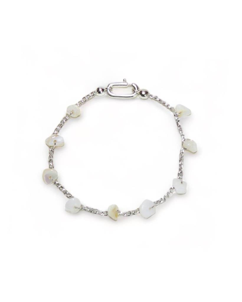 mother of pearl metallic crochet bracelet