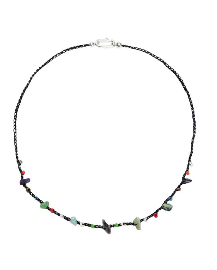 multi-chips metallic crochet necklace