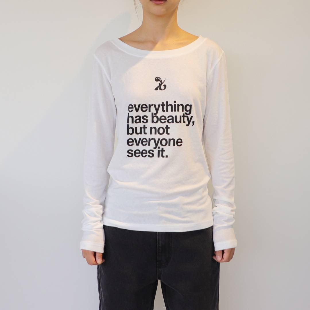 BEAUTY symbol long-sleeved T-Shirt (WHITE) - KRUCHI 크루치 - CAVA LIFE