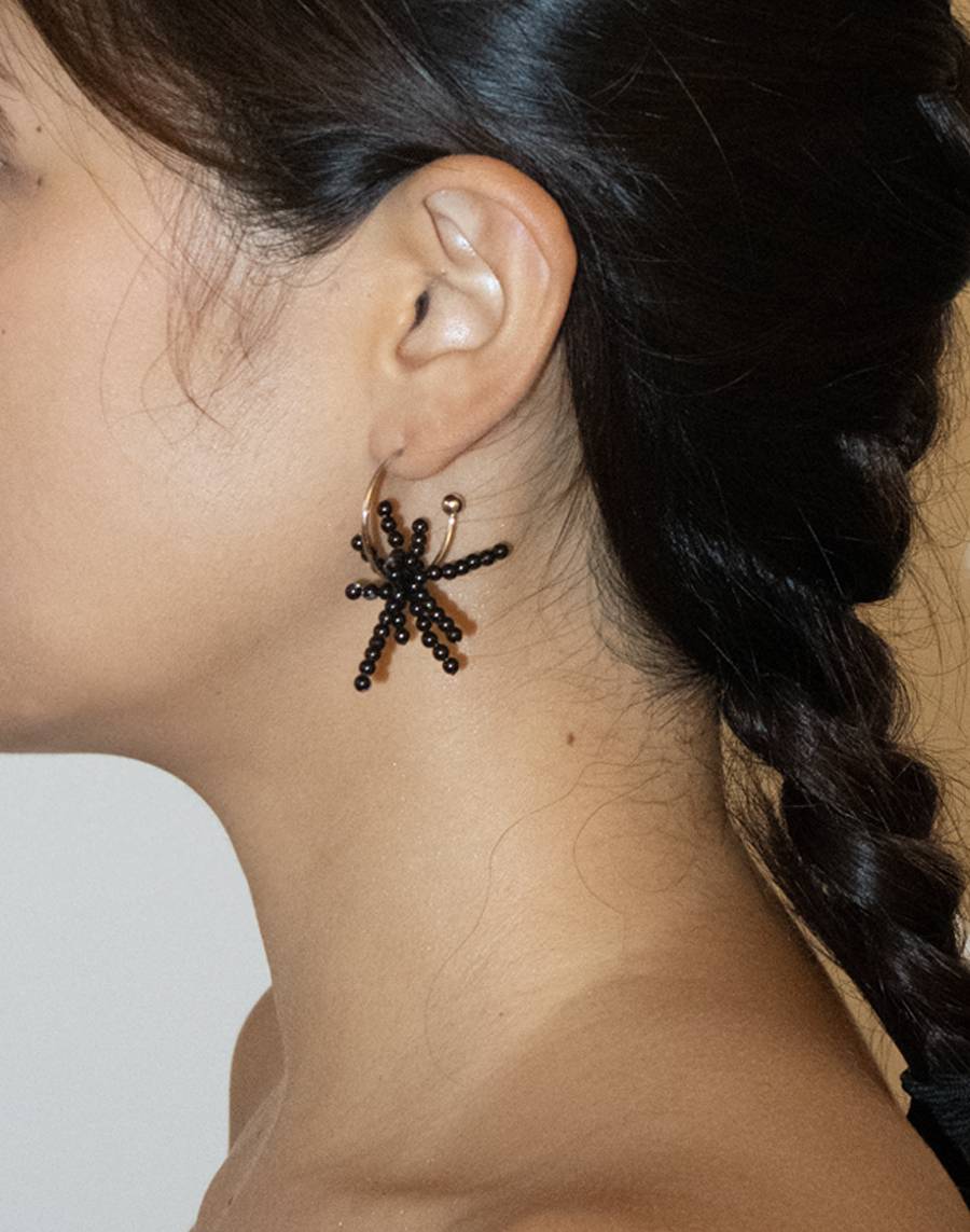 Signature black motif Earrings(mini)_Silver│시그니처 블랙 모티브 귀걸이(미니)_실버 - Pauline Louise 폴린루이즈 - CAVA LIFE