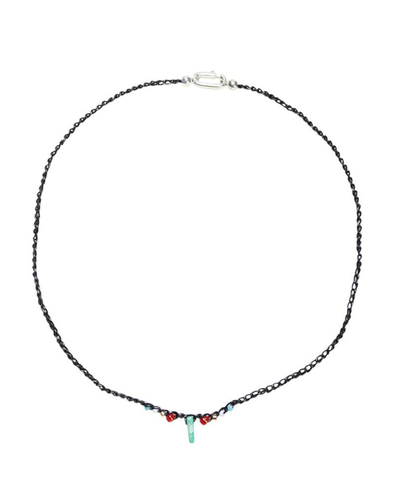 aztec salad metallic crochet necklace