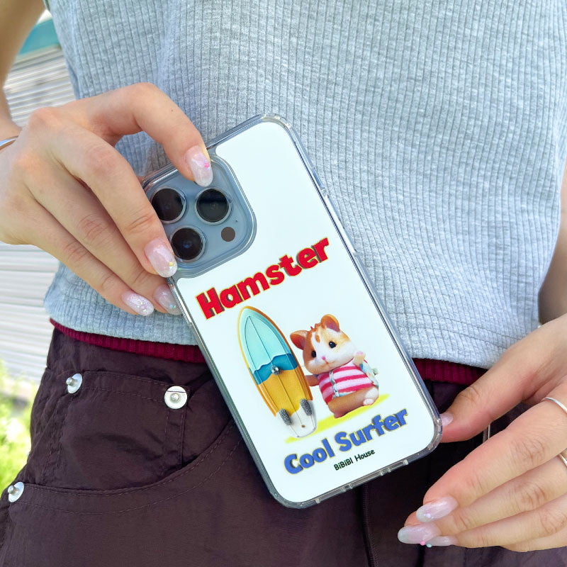 Cool Surfer Hamster (White) Phone Case - BiBiBl 비비블 - CAVA LIFE